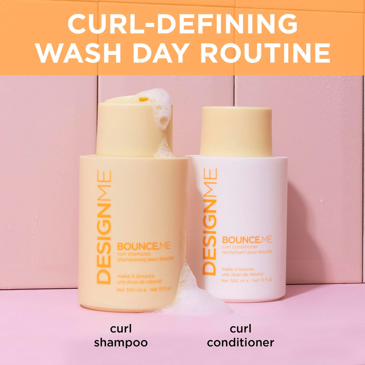 Design.Me being applied in shower showing even distribution and frizz control benefit