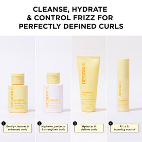 Design.Me curl cream being applied to wet hair for defined curl shaping