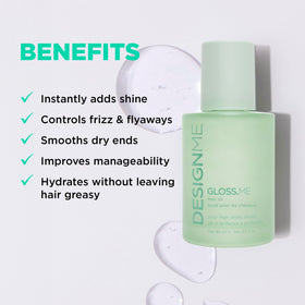 Design.Me GLOSS.ME pump and cap detail highlighting easy dispensing benefit