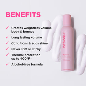 Design.Me mousse texture dispensed showing airy foam for lightweight volume