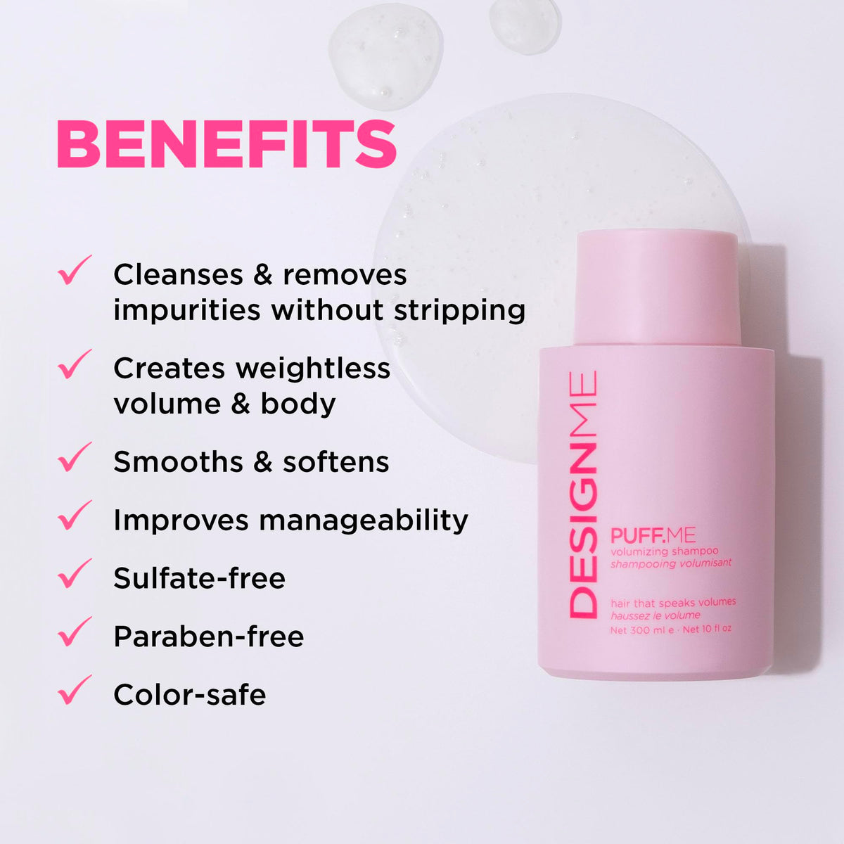Design.Me dispensing pump showing creamy lightweight texture and control