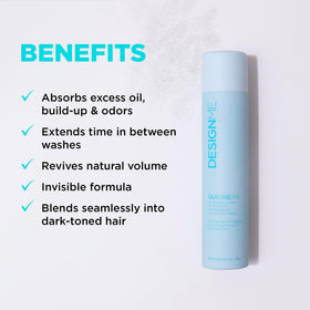 Design.Me applied at roots on dark hair demonstrating instant lift and oil control