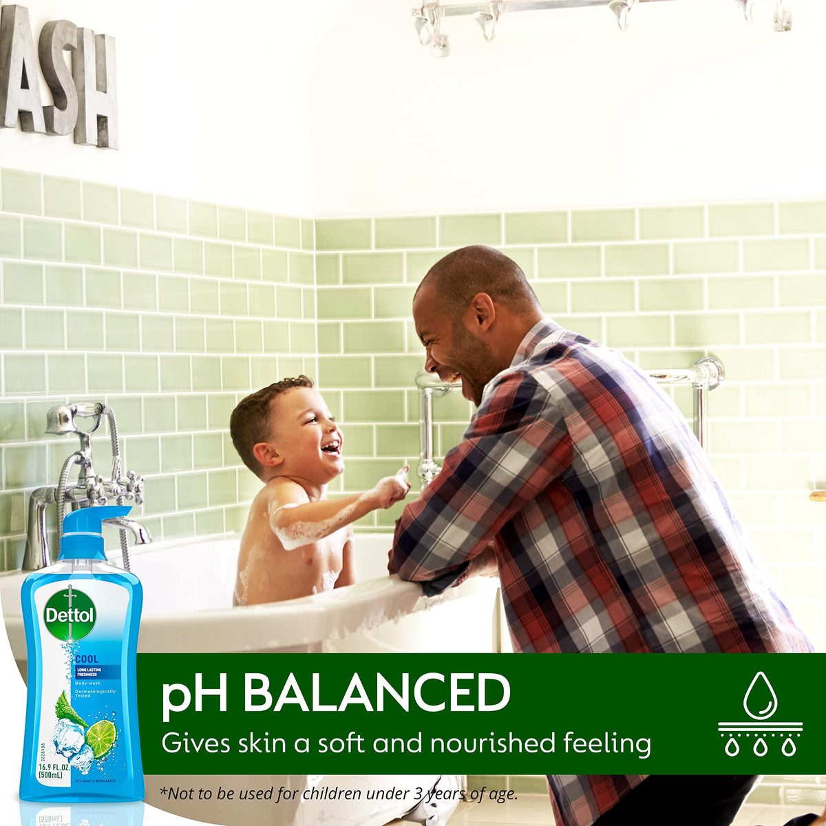 Dettol being used in shower showing energizing cleanliness