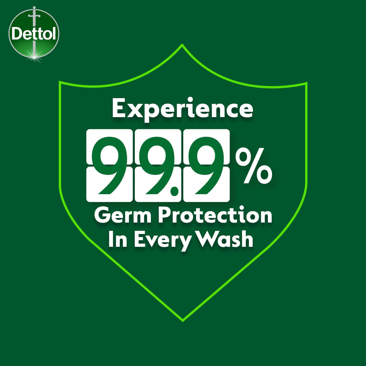 Family shower scene with Dettol Gold bottle, brand supports everyday household hygiene