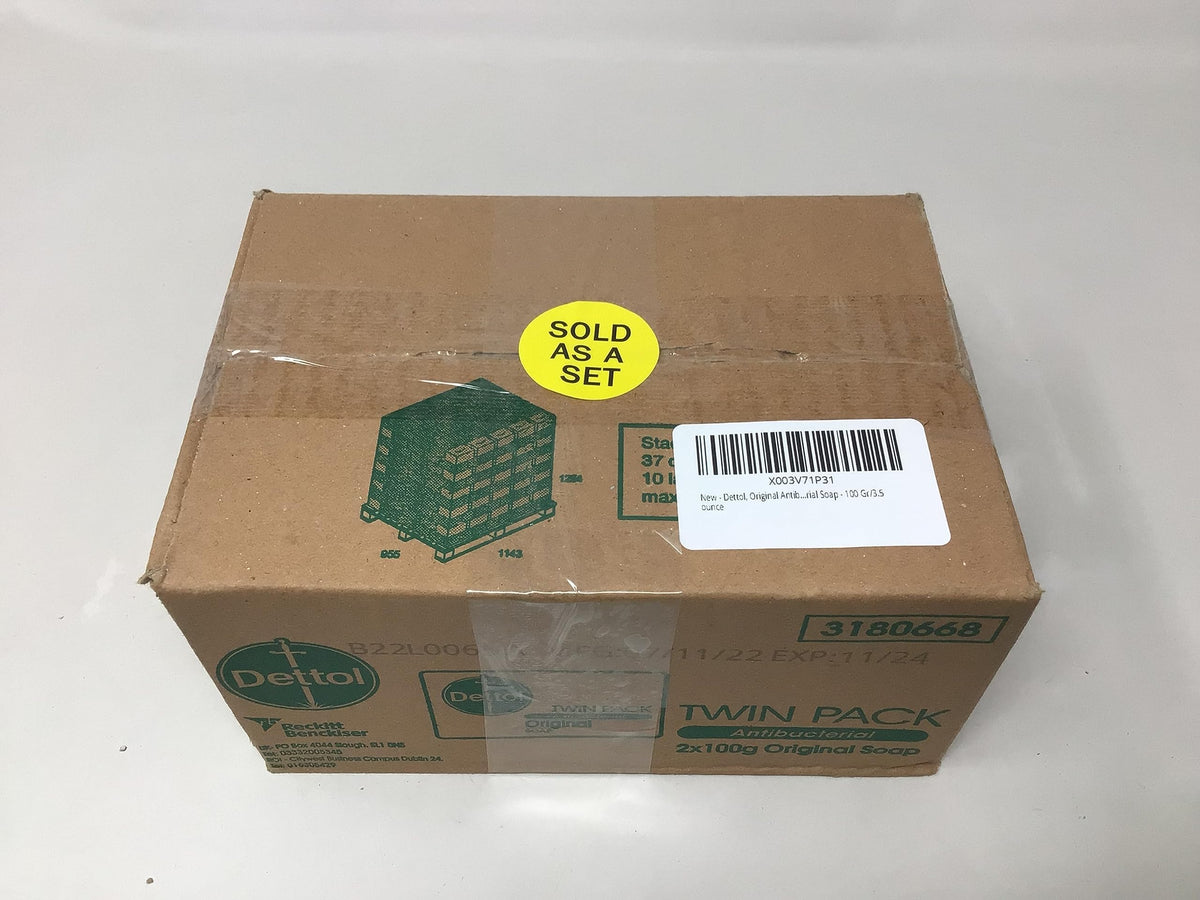 Pack of 12 Dettol bars emphasizing value and household stocking
