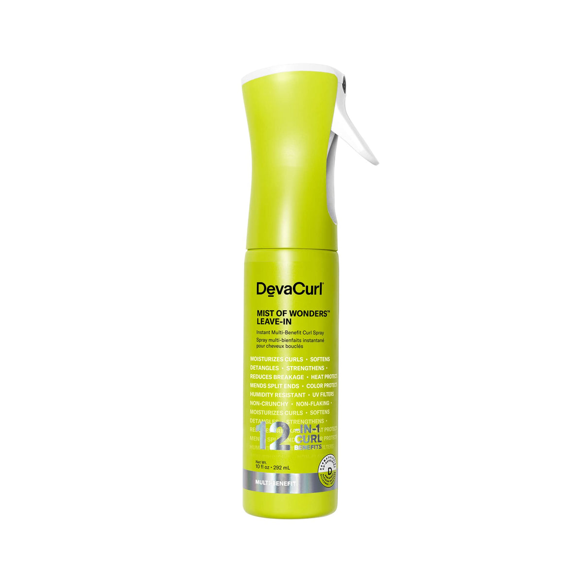 DevaCurl front bottle view showing lightweight leave-in benefits