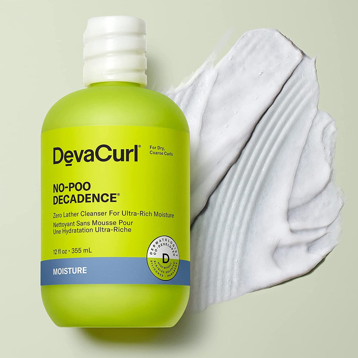 DevaCurl label detail and pump for easy dispensing benefit