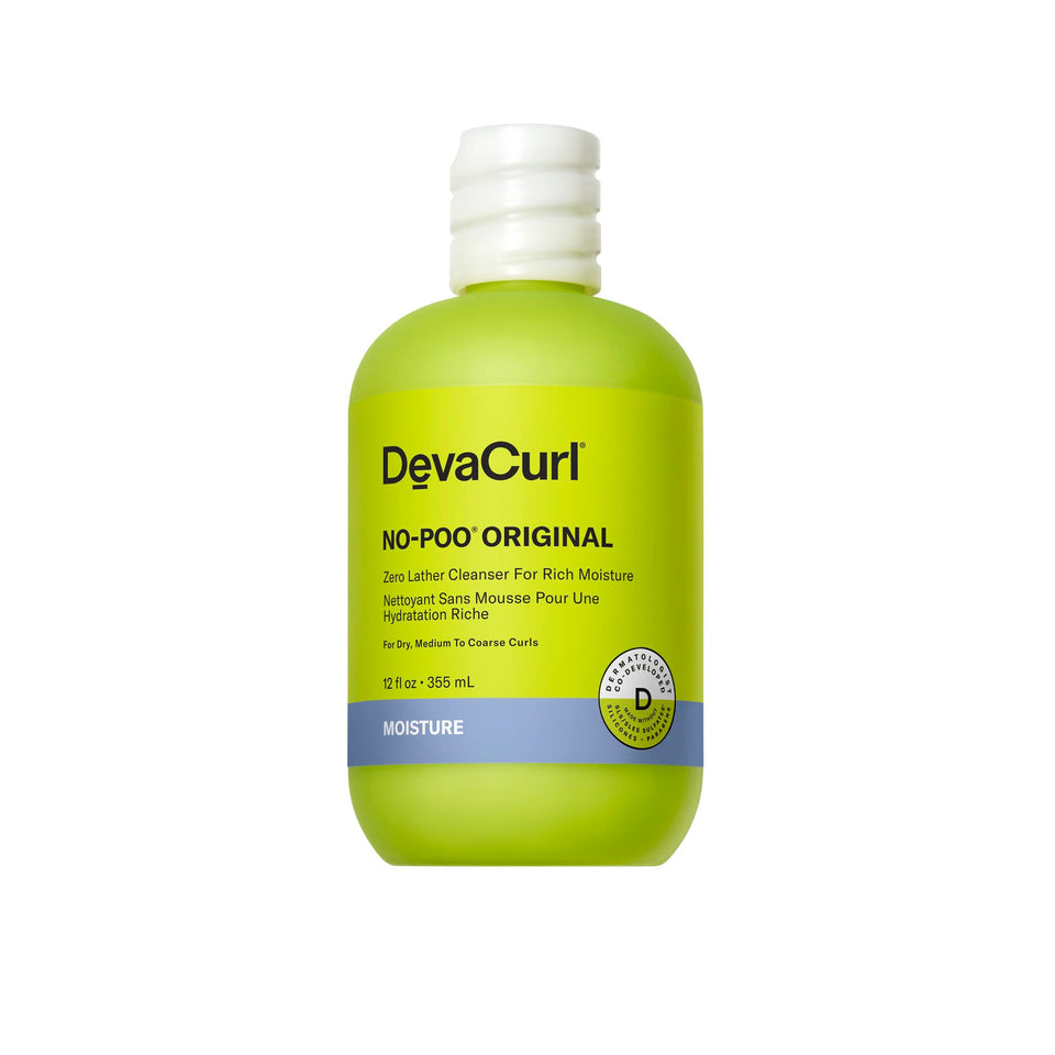 DevaCurl No-Poo Original front bottle showing product and size for quick identification and benefit