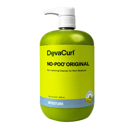 DevaCurl No-Poo Original front bottle showing product and size, highlights gentle cleansing