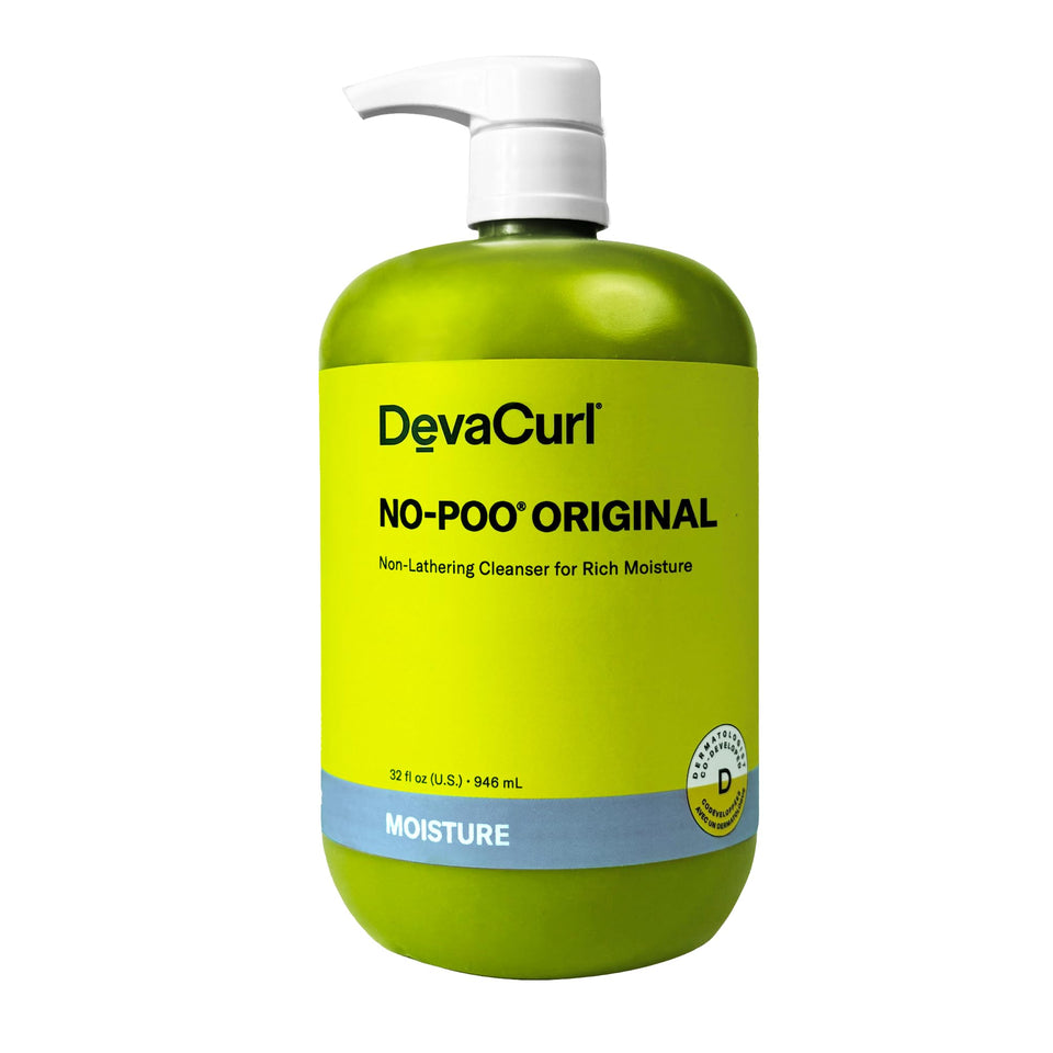 DevaCurl No-Poo Original front bottle showing product and size, highlights gentle cleansing
