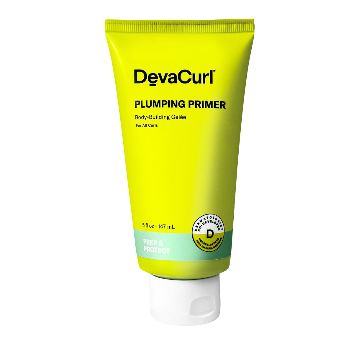DevaCurl front packaging shot showing label and 5 fl oz size for easy identification and shelf appeal