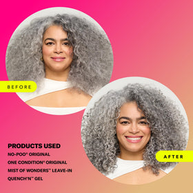 DevaCurl jar held in hand to show 12 oz scale and portability for everyday styling