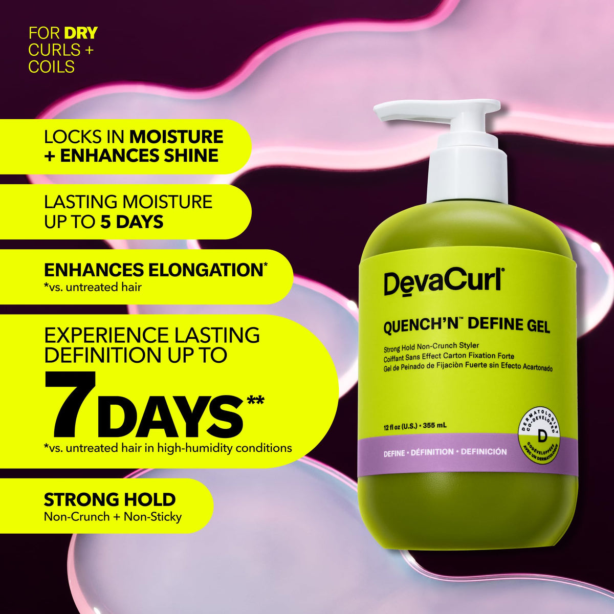 DevaCurl gel texture close-up highlighting smooth, non-sticky consistency for easy application