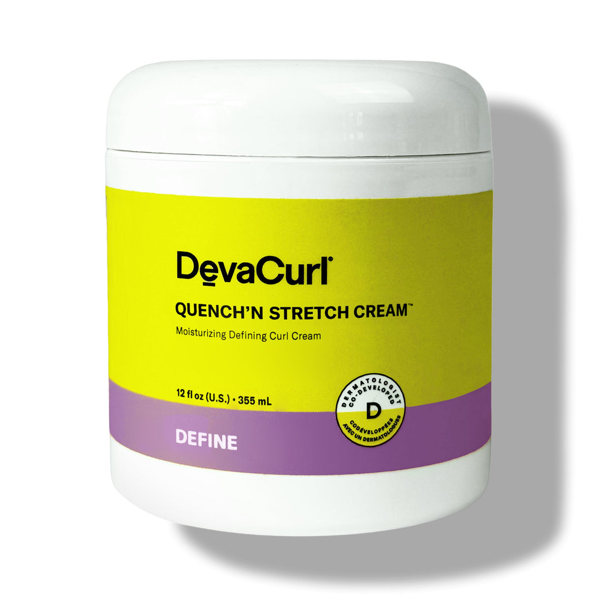 DevaCurl front packaging showing 12 oz container and product branding benefits