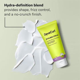DevaCurl cream texture close-up highlighting smooth hydrating formula and spreadability