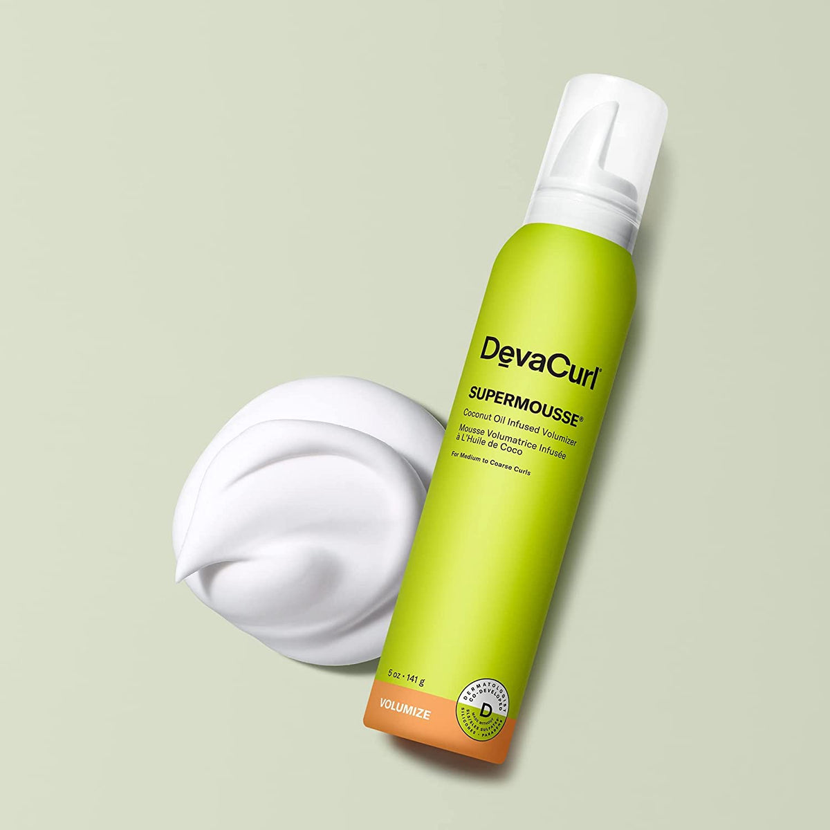 DevaCurl SuperMousse foam texture close-up demonstrating airy, buttery consistency for lightweight volume