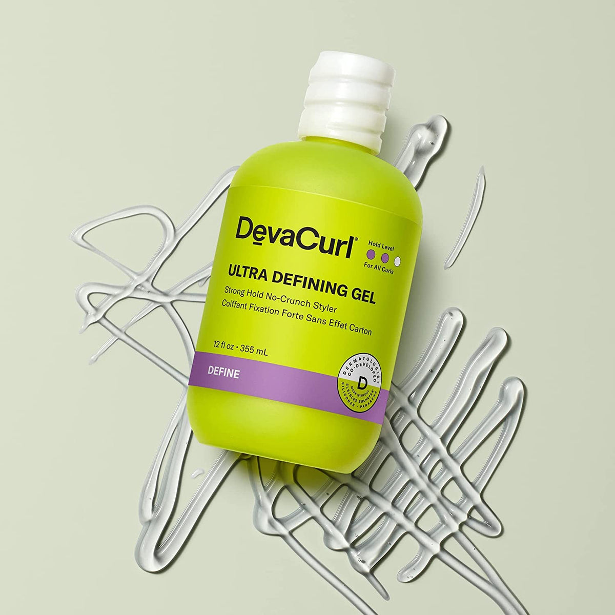 DevaCurl gel texture on fingertip illustrating non-sticky consistency benefit