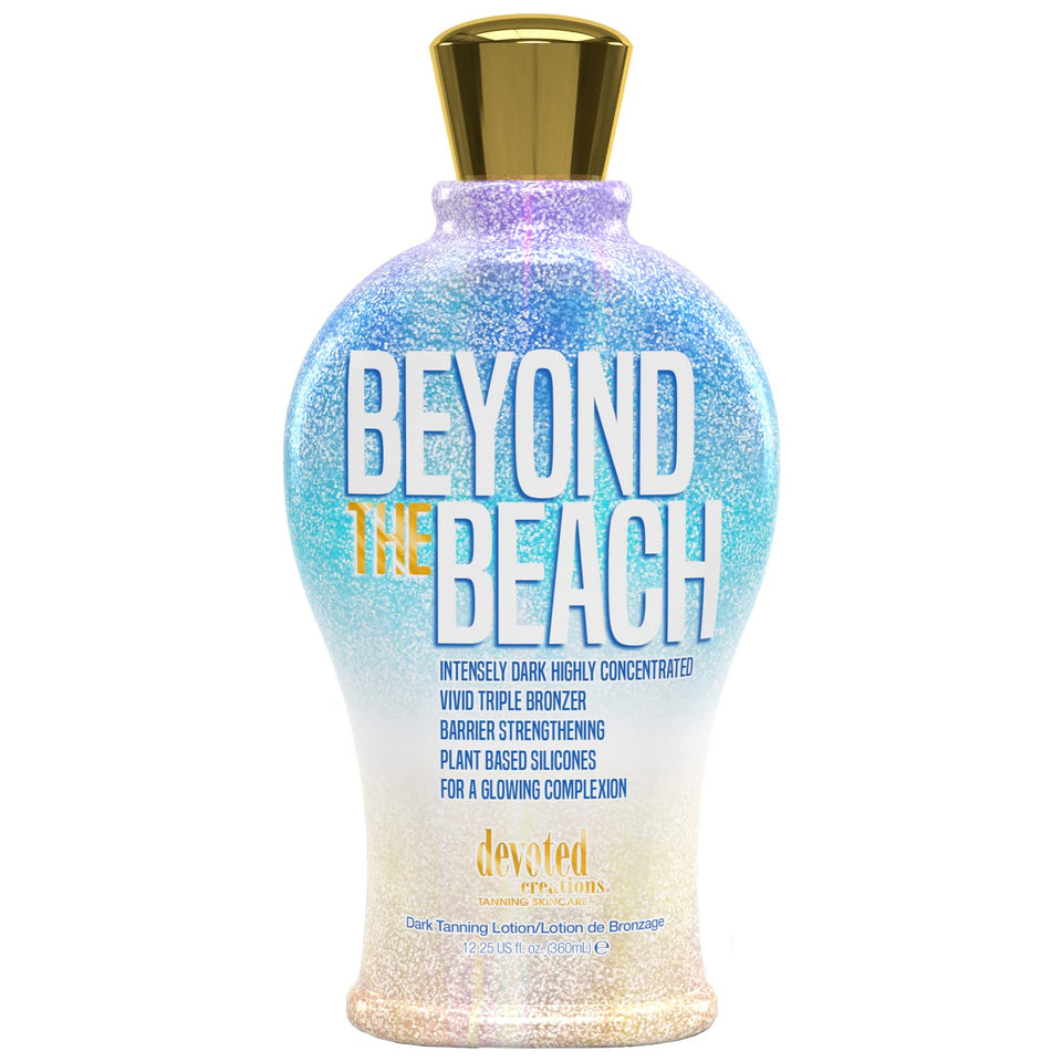 Devoted Creations front bottle showing label and 12.25 oz size, highlights concentrated bronzer
