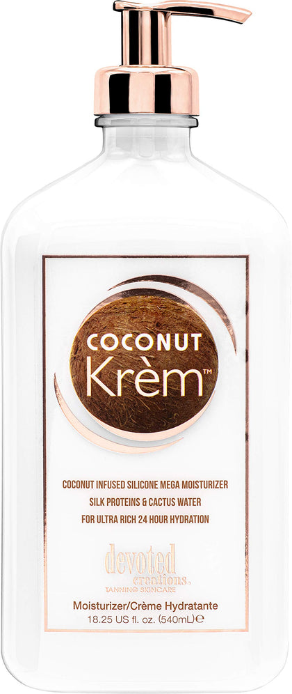 Devoted Creations jar front view showing label and creamy coconut benefit