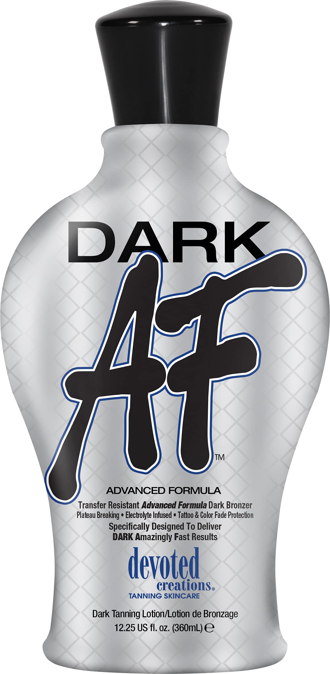 Devoted Creations Dark AF front bottle showing label and deep bronzing benefits