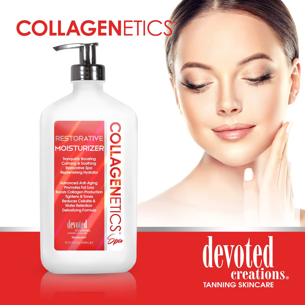 Devoted Creations ingredients label close-up highlighting ForsLean and SkintightAP benefits