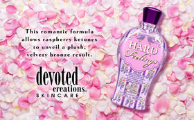 Devoted Creations lifestyle bottle on vanity implying luxury routine and glow