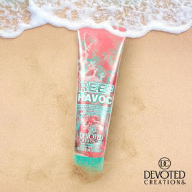 Devoted Creations ingredients display sea moss and blue algae emphasizing hydrating benefits