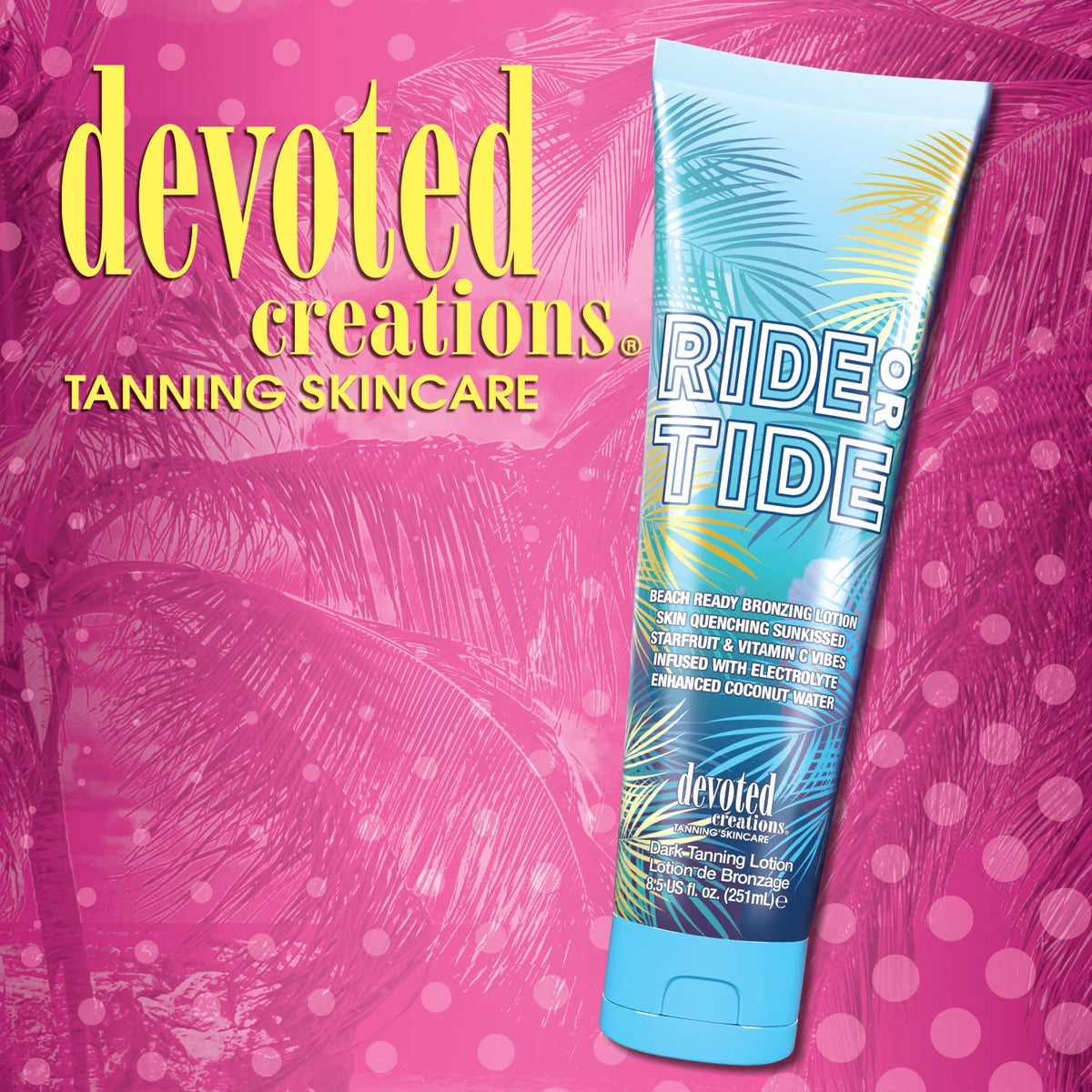 Devoted Creations lotion on skin application demonstrating instant bronzer effect