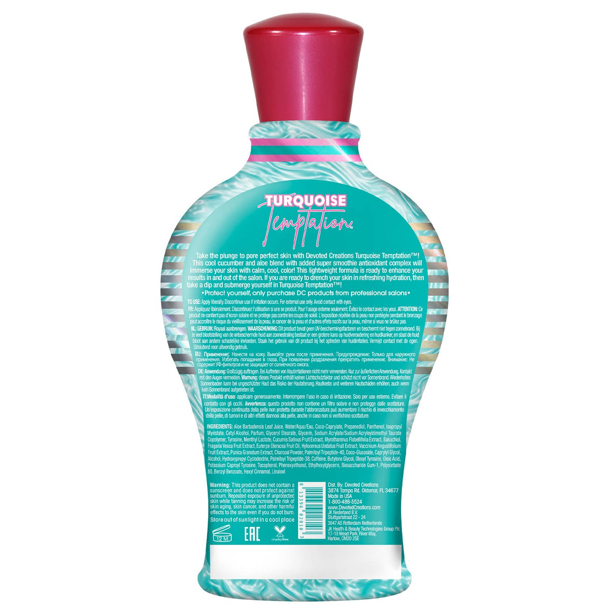 Devoted Creations texture close-up displaying creamy hydrating lotion finish