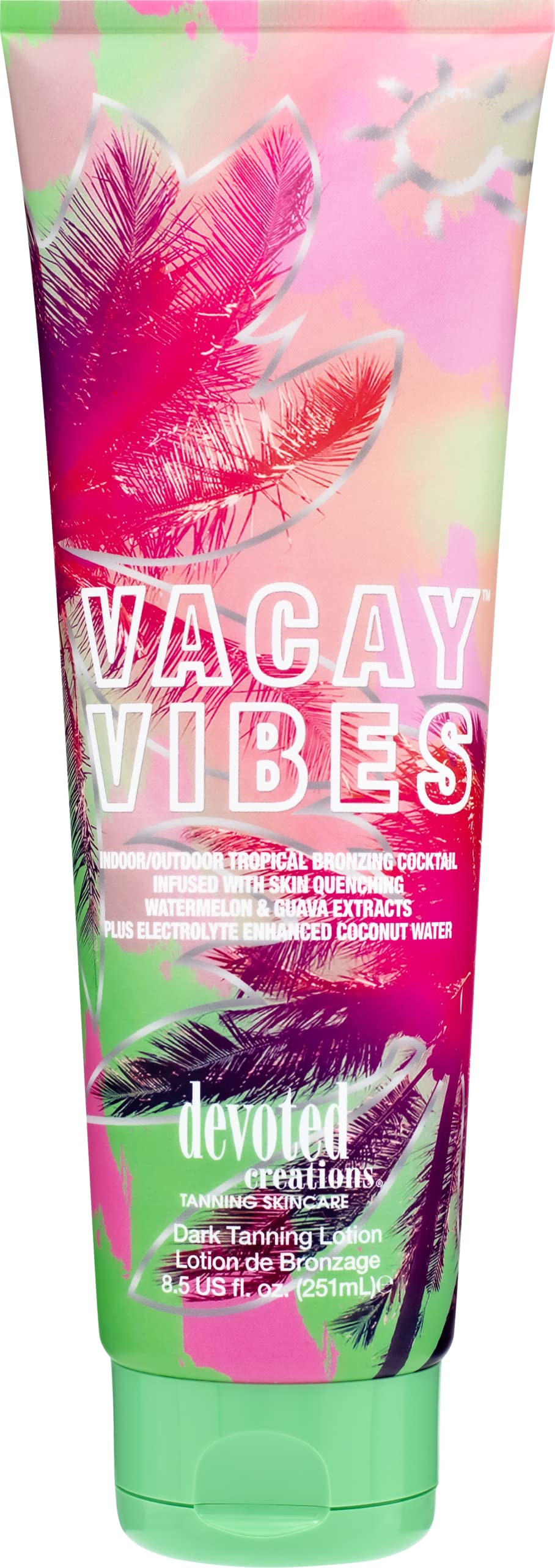 Devoted Creations Vacay Vibes in a beach bag lifestyle shot conveying tropical fragrance and travel-ready convenience
