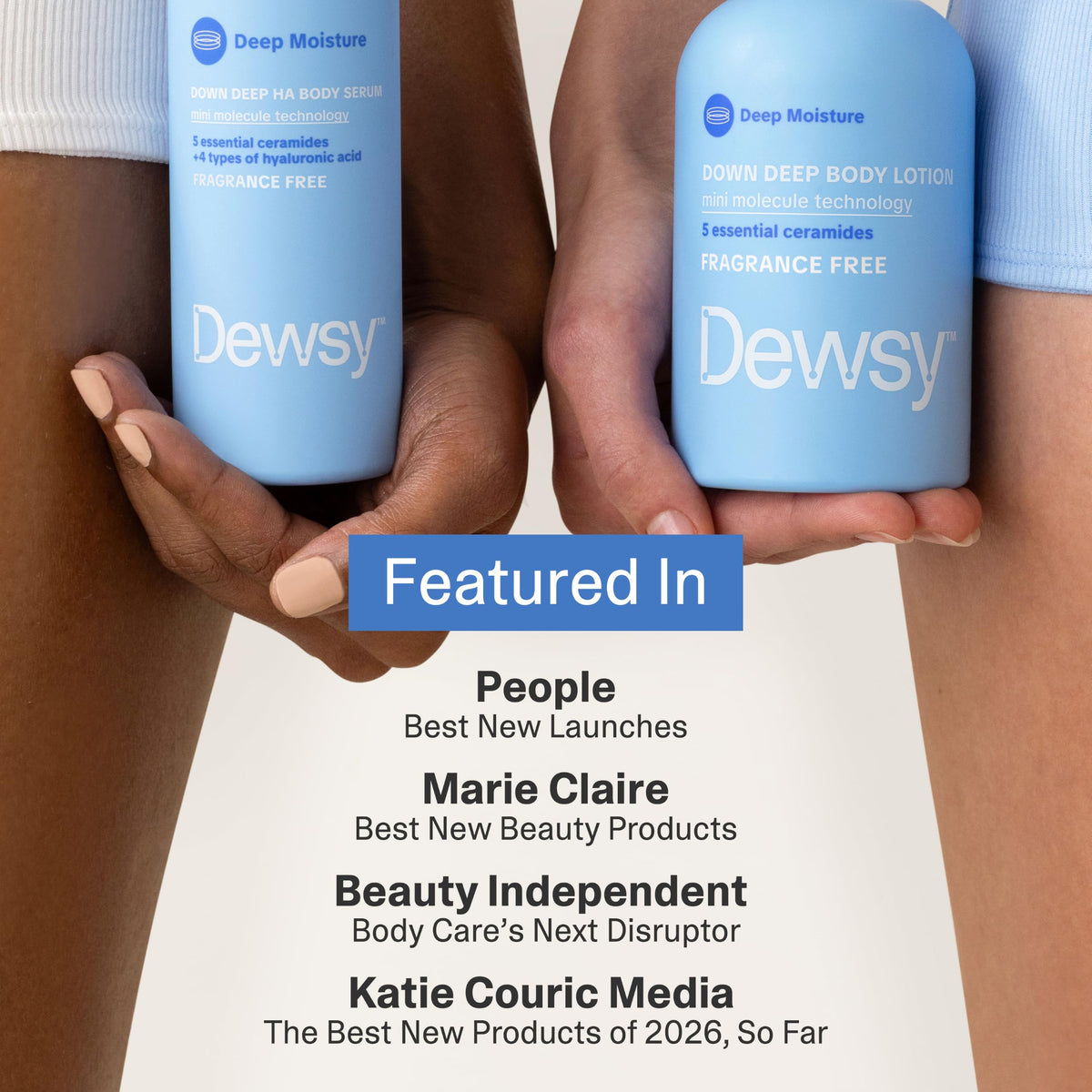 Dewsy 8 oz bottle beside common object to show actual product size