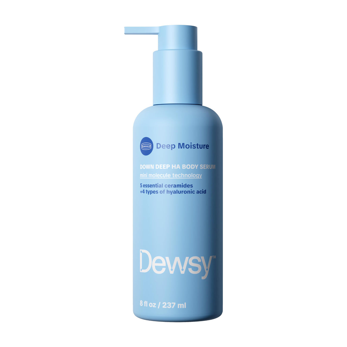 Dewsy front packaging showing bottle and label, highlights travel-friendly 8 oz size