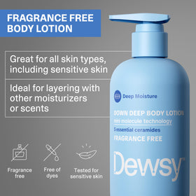 Dewsy bottle in hand showing scale and generous 16 oz supply for regular use