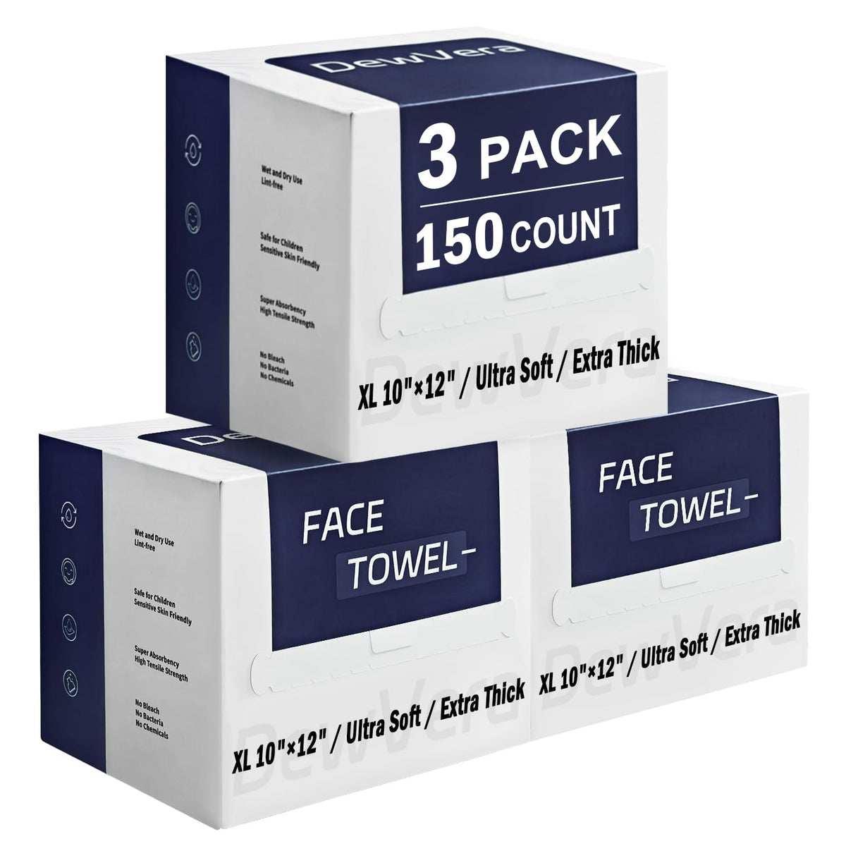 DewVera front packaging showing 150-count pack and size benefit