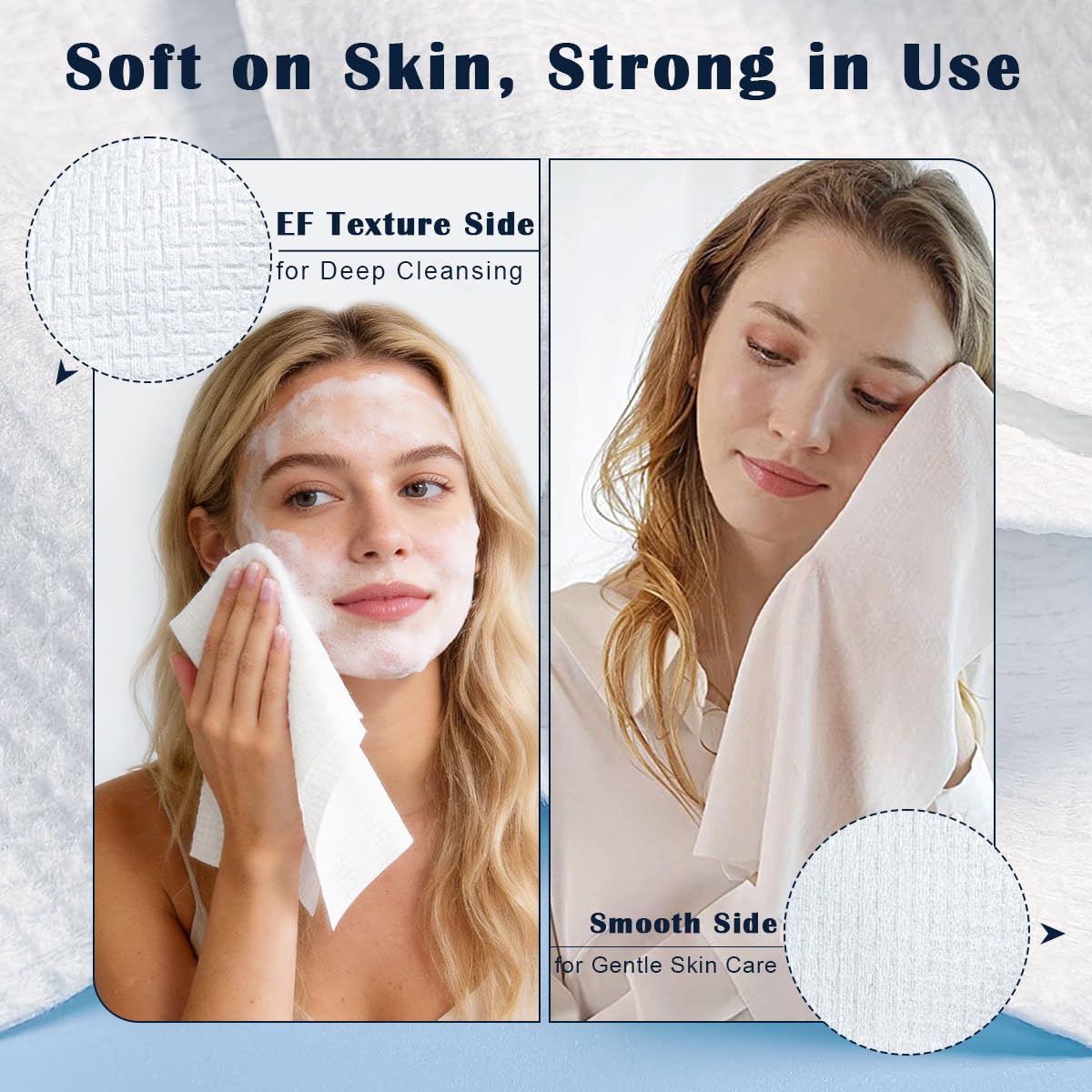 DewVera towel held in hand showing 10x12 size for full-face coverage