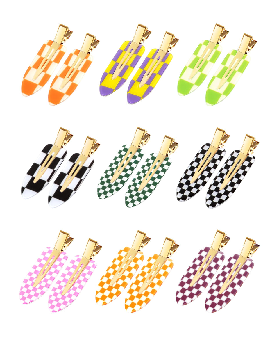 DF DUALFERV front view of 18-piece checkerboard clip set shows colorful selection and portability