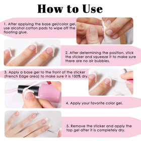 DF DUALFERV stickers applied on natural nails demonstrating crisp French tip result