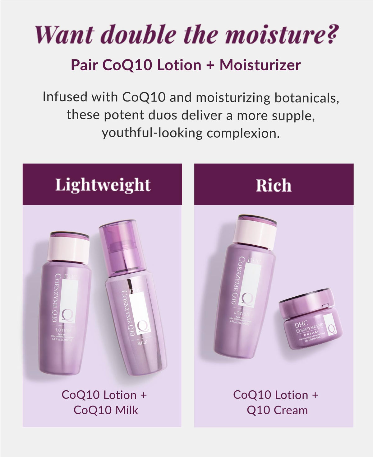 DHC lotion on vanity styled with skincare items for routine inspiration