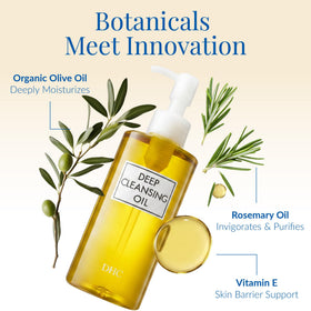 DHC cleansing oil poured into hand demonstrating easy dispensing and coverage