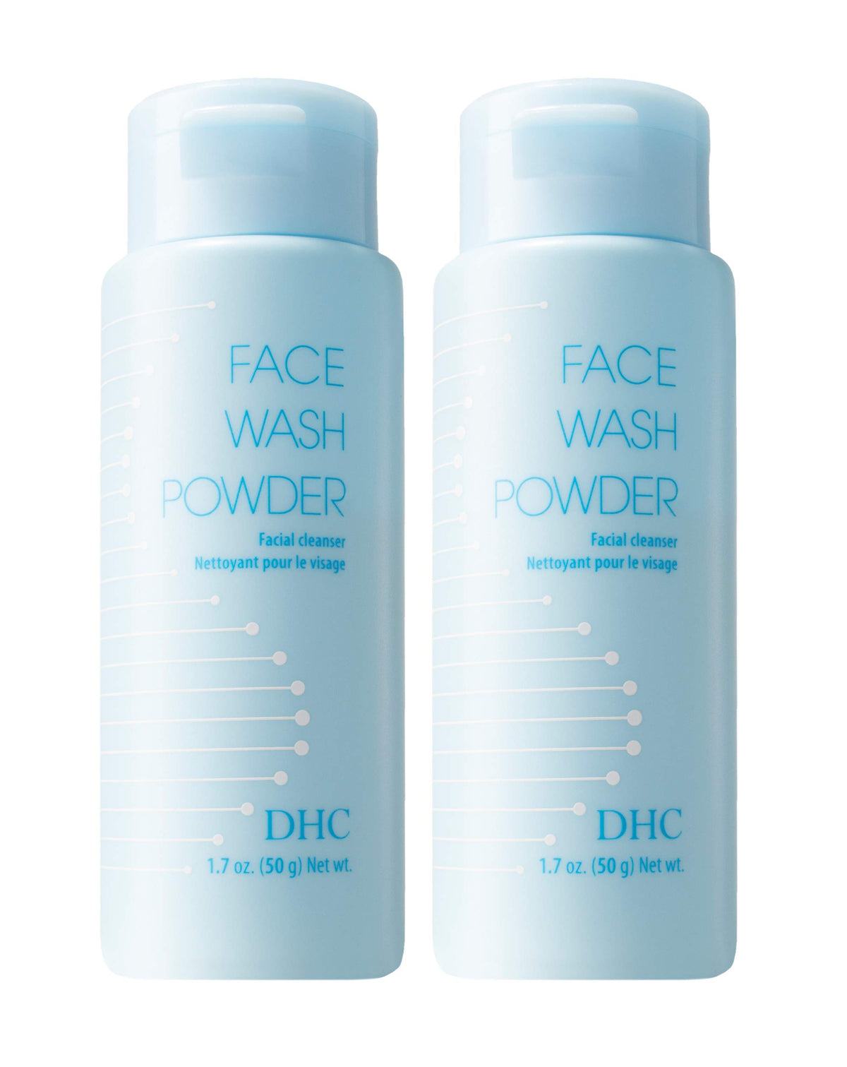 DHC face wash powder front packaging showing two compact tubs for travel convenience