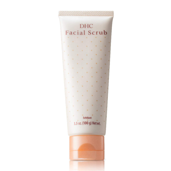 DHC facial scrub front tube showing packaging and gentle exfoliation benefit