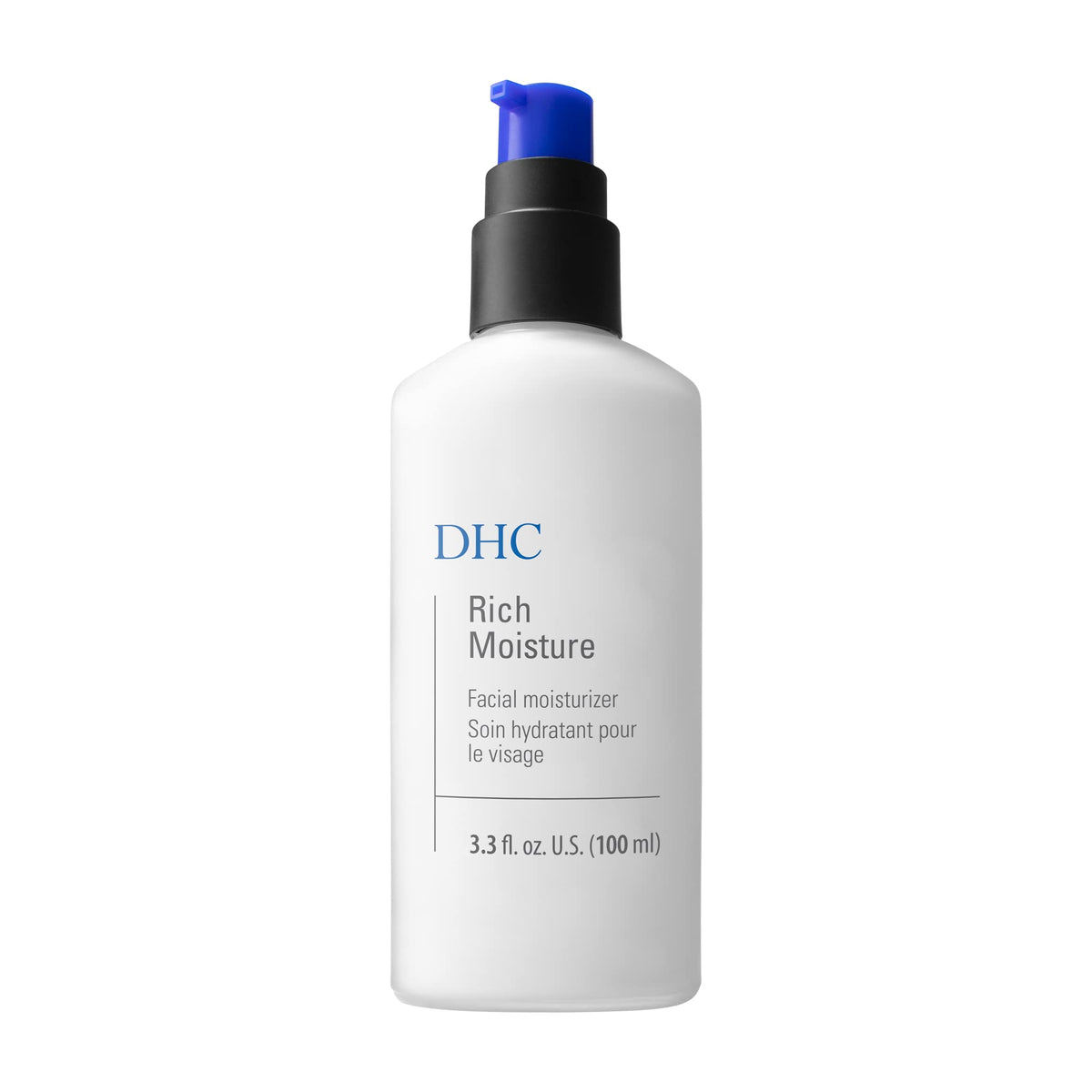 DHC Rich Moisture front tube showing clean design and 3.3 oz size hydration