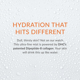 DHC mist applied over makeup for refreshed, non-smudged finish