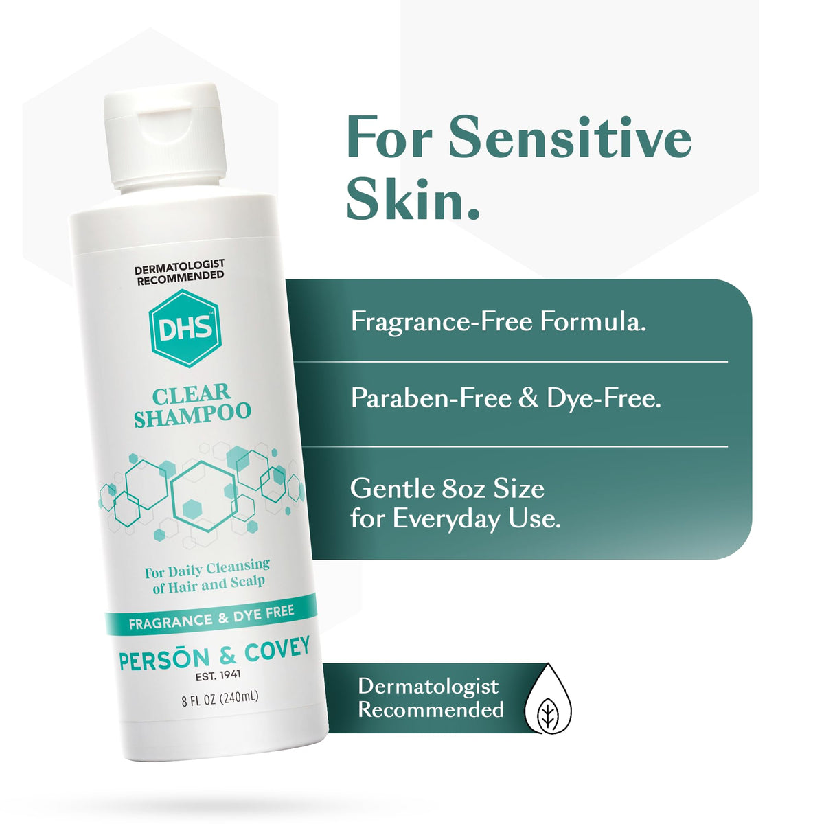 DHS clear shampoo lather texture close-up demonstrating mild foaming and residue-free rinse benefit