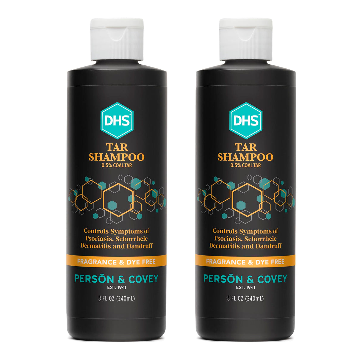 DHS coal tar shampoo front packaging showing bottle and label for clear identification and benefit