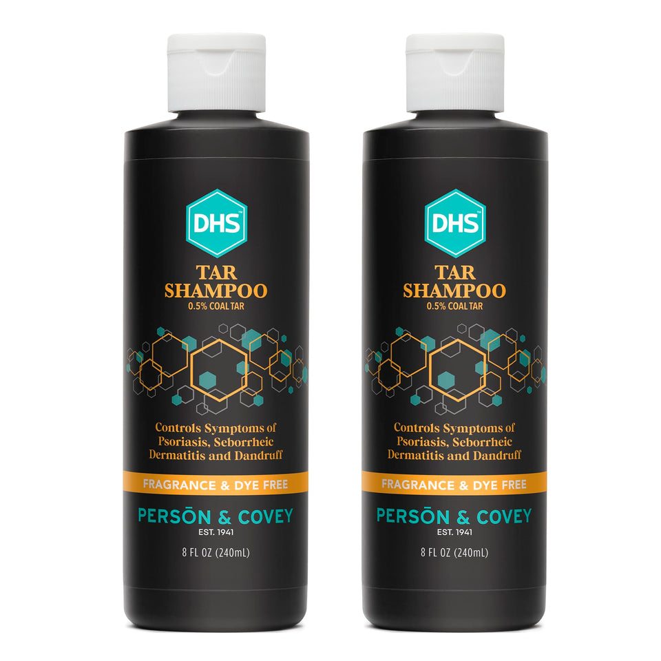DHS coal tar shampoo front packaging showing bottle and label for clear identification and benefit