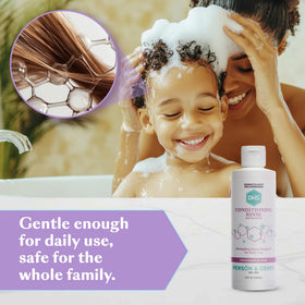 DHS conditioner applied in shower showing detangling benefit while rinsing clean