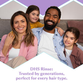 DHS bottle on bathroom shelf in lifestyle scene for everyday family-friendly use