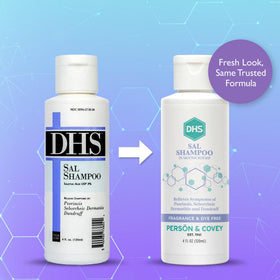 DHS SAL Shampoo back label with directions and ingredient details for safe use