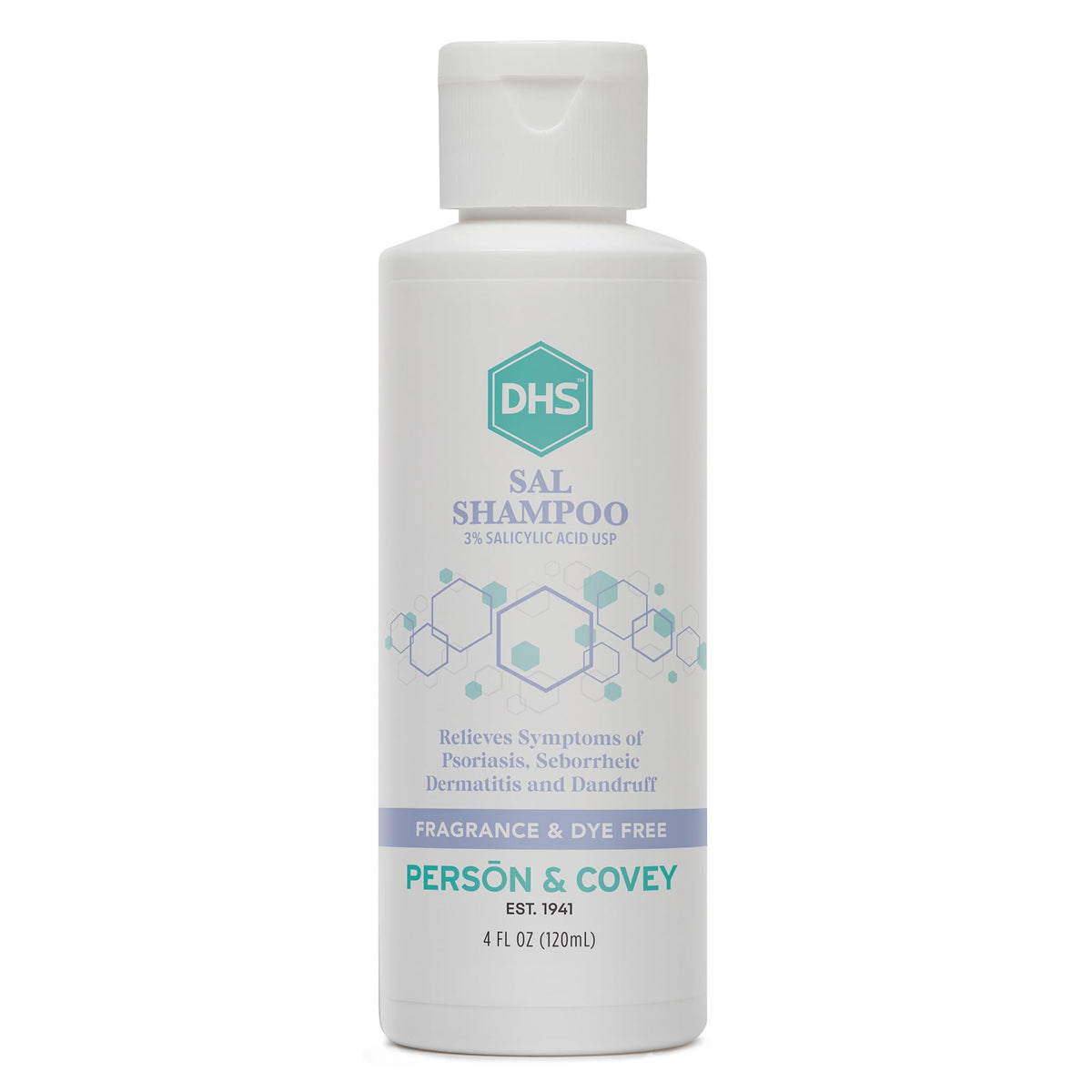 DHS SAL Shampoo front label showing medicated 3% salicylic acid benefit